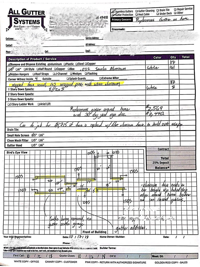 Messy and hard to read customer proposal