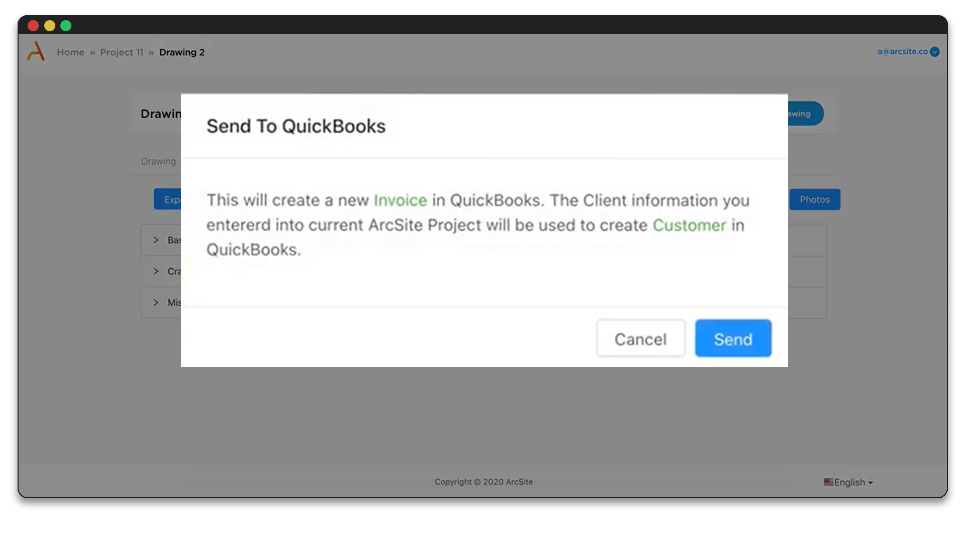 Send to Quickbooks